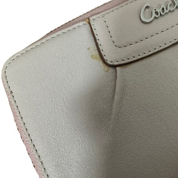 Coach Blush Pink Leather Zip Around Wallet Women - Picture 7 of 9
